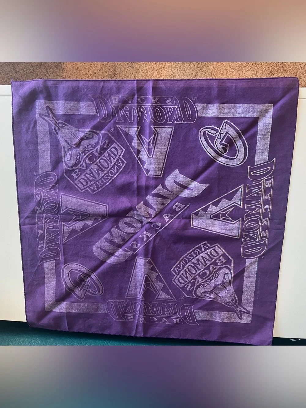 Vintage Arizona Diamonbacks 2001 World Series Bandana Purple White 21x21